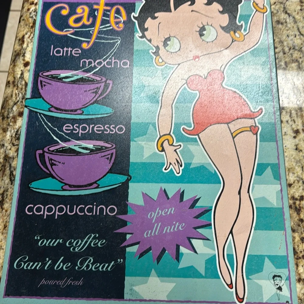 Betty Boop Metal Cafe Wall Art - Purple & Teal